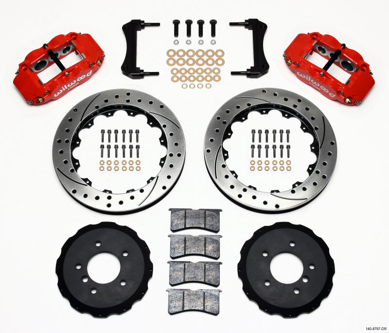 Wilwood Narrow Superlite 6R Front Hat Kit 13.06in Drilled Red E36 BMW M3 Big Brake Kits Wilwood