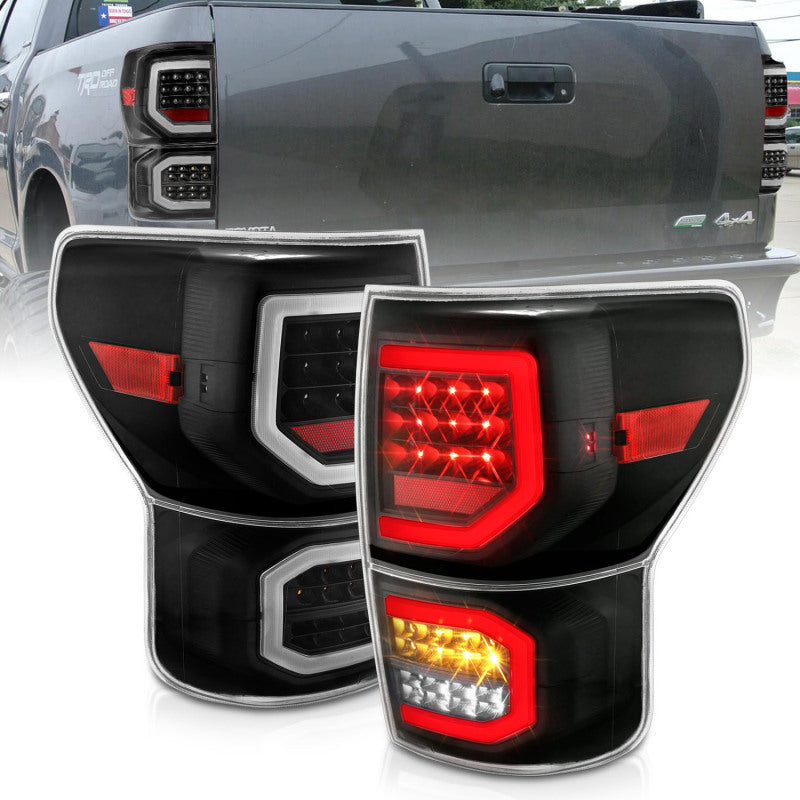 ANZO 2007-2013 Toyota Tundra LED Taillights Plank Style Black w/Clear Lens Tail Lights ANZO
