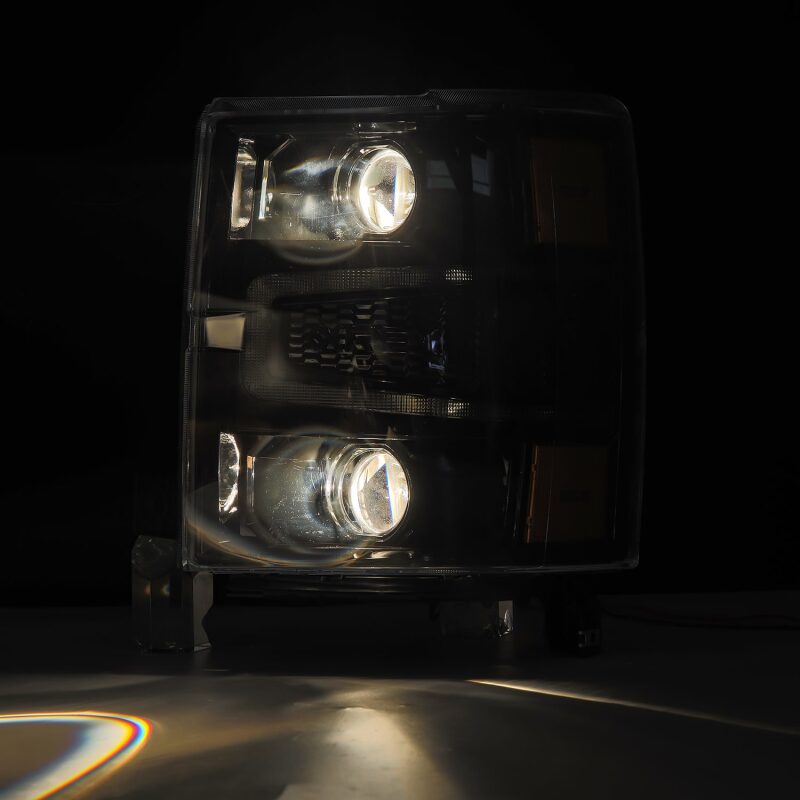 AlphaRex 14-15 Chevy 1500 PRO-Series Projector Headlights, Alpha-Black w/ Sequential Signal & DRL Headlights AlphaRex