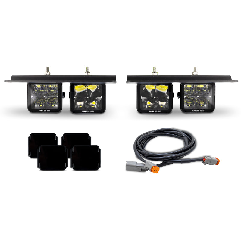 Borne Off-Road 2021+ Ford Bronco Direct Fit Pods - Modular Bumper - Kit of 4 - Fog - Up Light Bars & Cubes Borne Off-Road