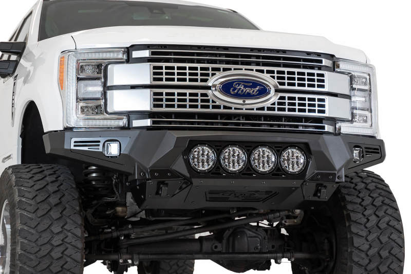 Addictive Desert Designs 17-20 Ford Super Duty Bomber Front Bumper w/ Mounts For 4 Rigid 360 6in Bumpers - Steel Addictive Desert Designs