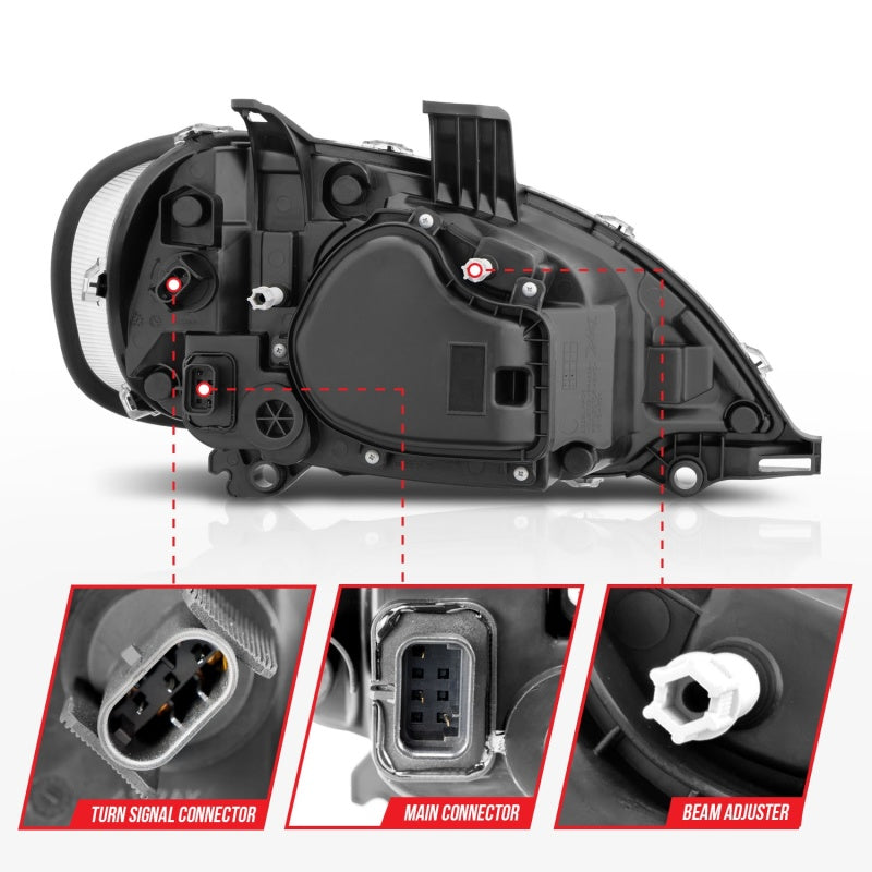 ANZO 2002-2014 Freightliner M2 LED Crystal Headlights Black Housing w/ Clear Lens (Pair) Headlights ANZO