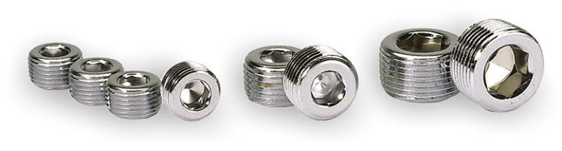 Moroso Chrome Plated Pipe Plugs - 3/8in NPT Thread - 4 Pack Hardware - Singles Moroso