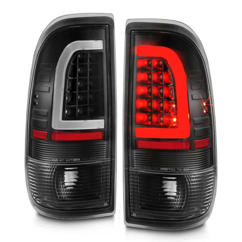 ANZO 1997-2003 Ford F-150 LED Tail Lights w/ Light Bar Black Housing Clear Lens Tail Lights ANZO
