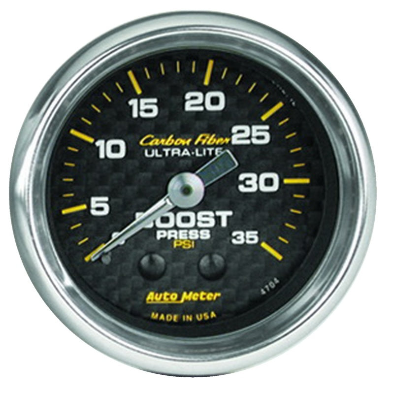 Autometer Carbon Fiber 52mm 35 PSI Mechanical Boost Gauge Gauges AutoMeter