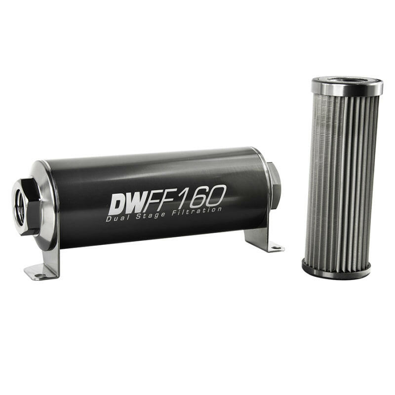 DeatschWerks Stainless Steel 10AN 10 Micron Universal Inline Fuel Filter Housing Kit (160mm) Fuel Filters DeatschWerks