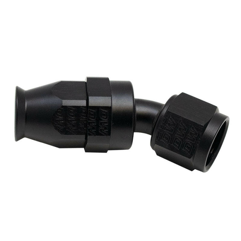 DeatschWerks 8 AN Female Flare Swivel 30-Degree Hose End PTFE - Anodized Matte Black Fittings DeatschWerks