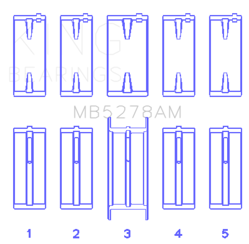 King Engine Bearings Ford 140Ci /2.3Liter/L4 (Size +0.50mm) Main Bearing Set Bearings King Engine Bearings