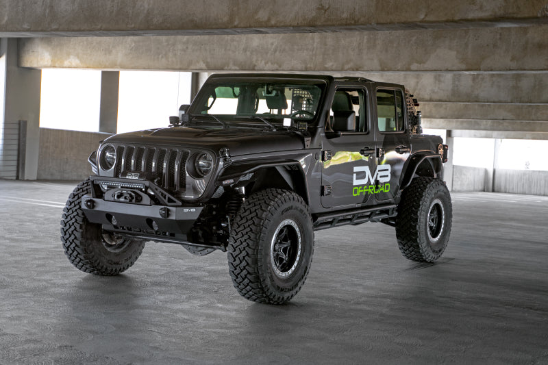 DV8 Offroad 07-23 Jeep Wrangler/Gladiator JT/JK/JL FS-25 Stubby Front Bumper w/Plated Bull Bar Bumpers - Steel DV8 Offroad