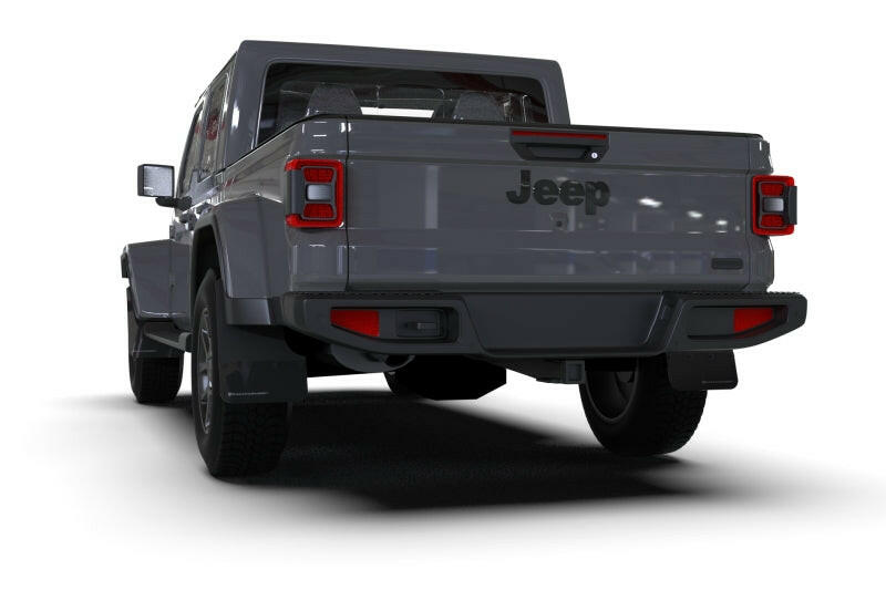 Rally Armor 19-25 Jeep JT Gladiator (Mojave/Rubicon) Black Mud Flap w/Grey Logo Mud Flaps Rally Armor
