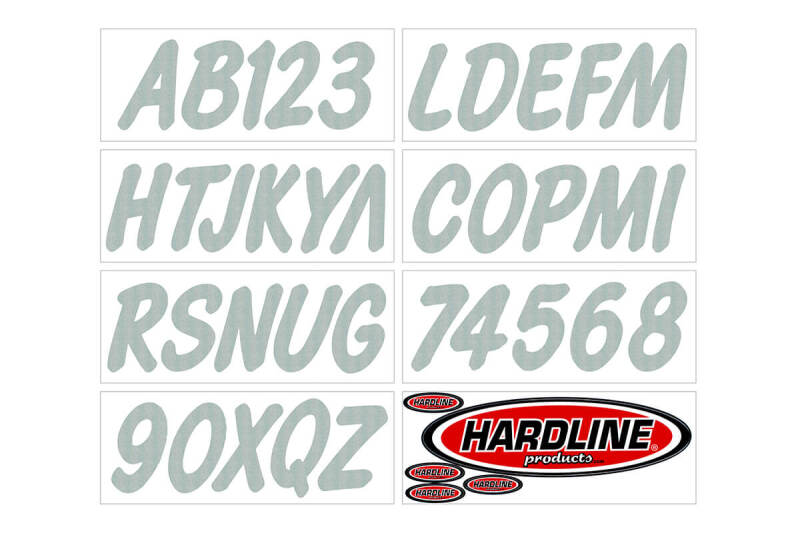 Hardline Boat Lettering Registration Kit 3 in. - 400 Silver Solid Stickers/Decals/Banners Hardline