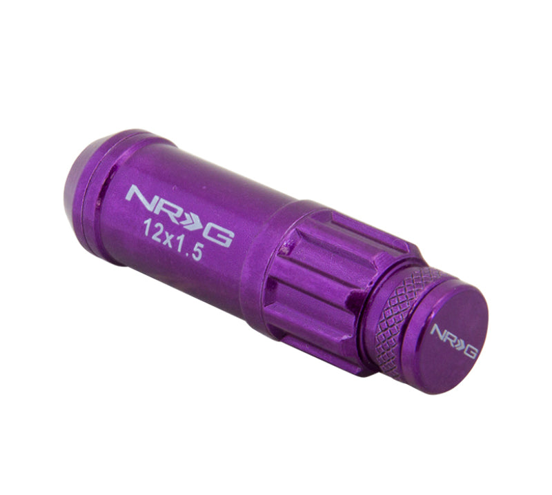 NRG 700 Series M12 X 1.5 Steel Lug Nut w/Dust Cap Cover Set 21 Pc w/Locks & Lock Socket - Purple Lug Nuts NRG
