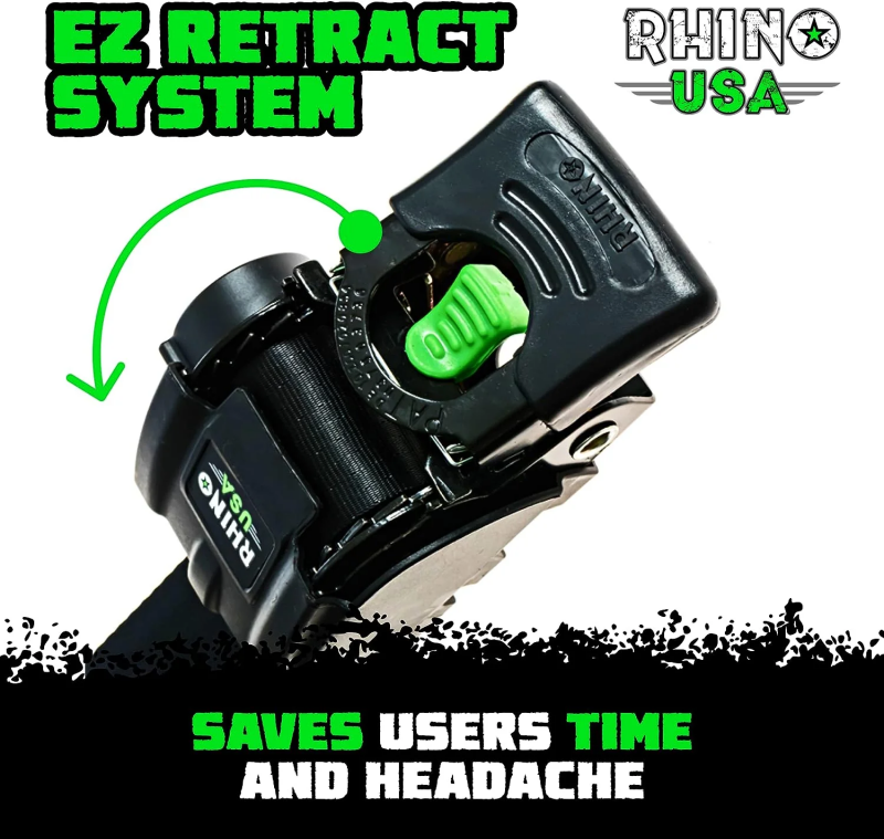 Rhino USA Retractable Transom Straps (2 Pack-Black) Tow Straps Rhino USA