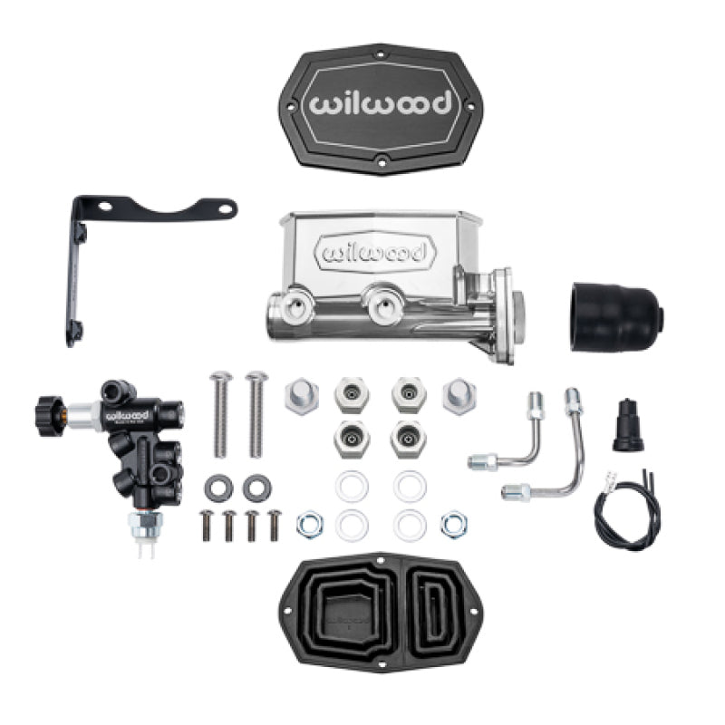 Wilwood MOPAR Compact Tandem M/C Kit w/ P-Valve 1.12in Bore - Chrome Powdercoat Brake Master Cylinder Wilwood