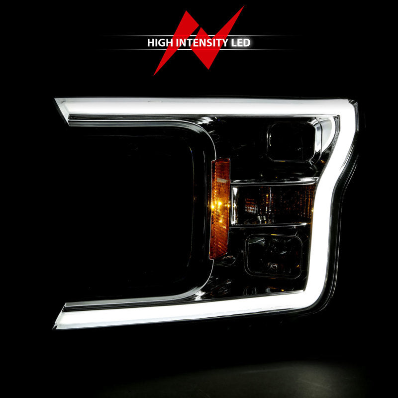 ANZO 2018-2019 Ford F-150 Projector Plank Style H.L. Chrome Amber (Without Switchback) Headlights ANZO