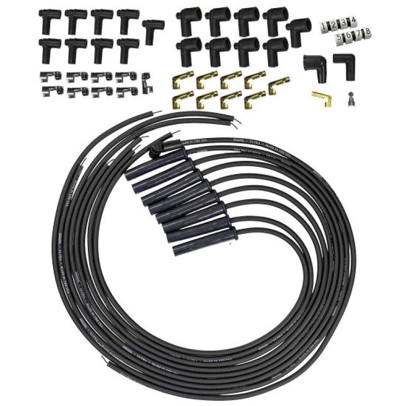 Moroso Universal HEI/Non-HEI Style Caps Ultra 350 8mm Multi-Angle Boot Spark Plug Wire Set - Black Spark Plug Wire Sets Moroso