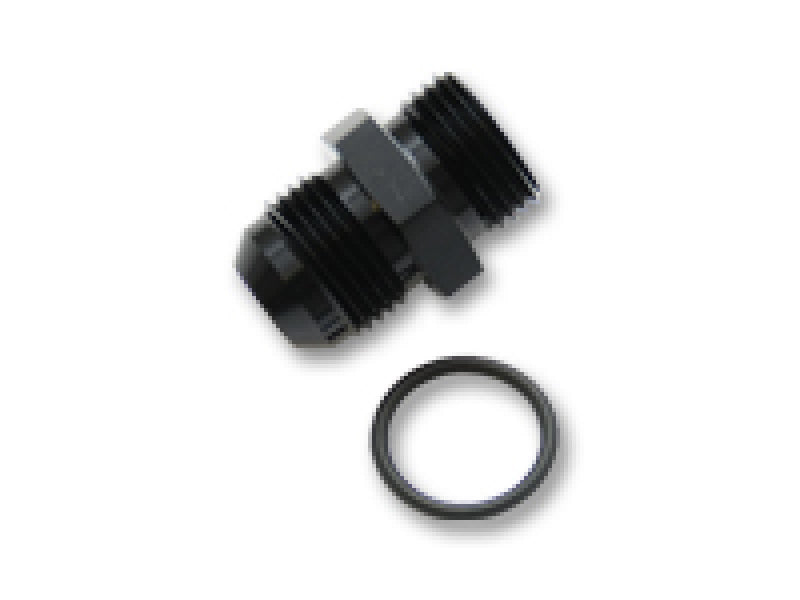 Vibrant -3AN Male Flare to -3 ORB Male Straight Adapter w/O-Ring - Anodized Black Fittings Vibrant