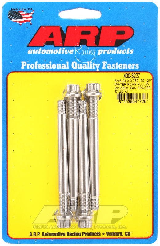 ARP 5/16-24 X 3.750 SS 12pt water pump pulley w/ 2.500in fan spacer stud kit Rod Bolt Kits ARP