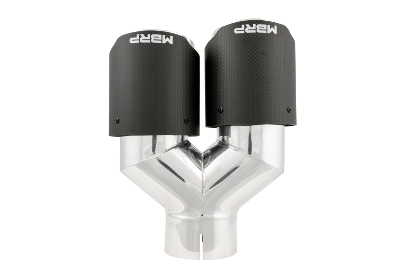 MBRP 3in ID / Dual 4in OD Out Staggered L 9.87in / R 9.37in Dual Wall Carbon Fiber Univ Exhaust Tip Tips MBRP