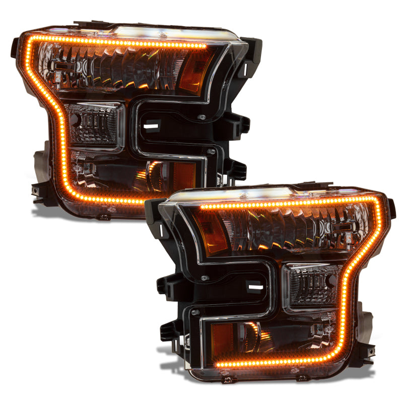 Oracle 15-17 Ford F-150 Dynamic RGB+A Pre-Assembled Headlights Halogen - Blk Edition - Headlights ORACLE Lighting