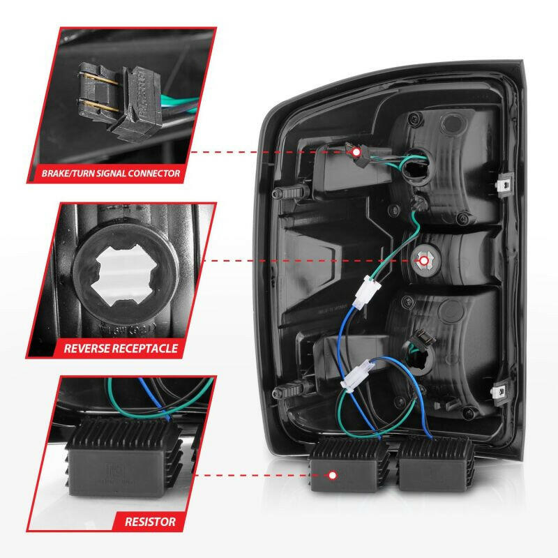 ANZO 15-19 Chevy Silverado 2500HD/3500HD (Factory Halogen Only) LED Tail Lights Black w/Clear Lens Tail Lights ANZO