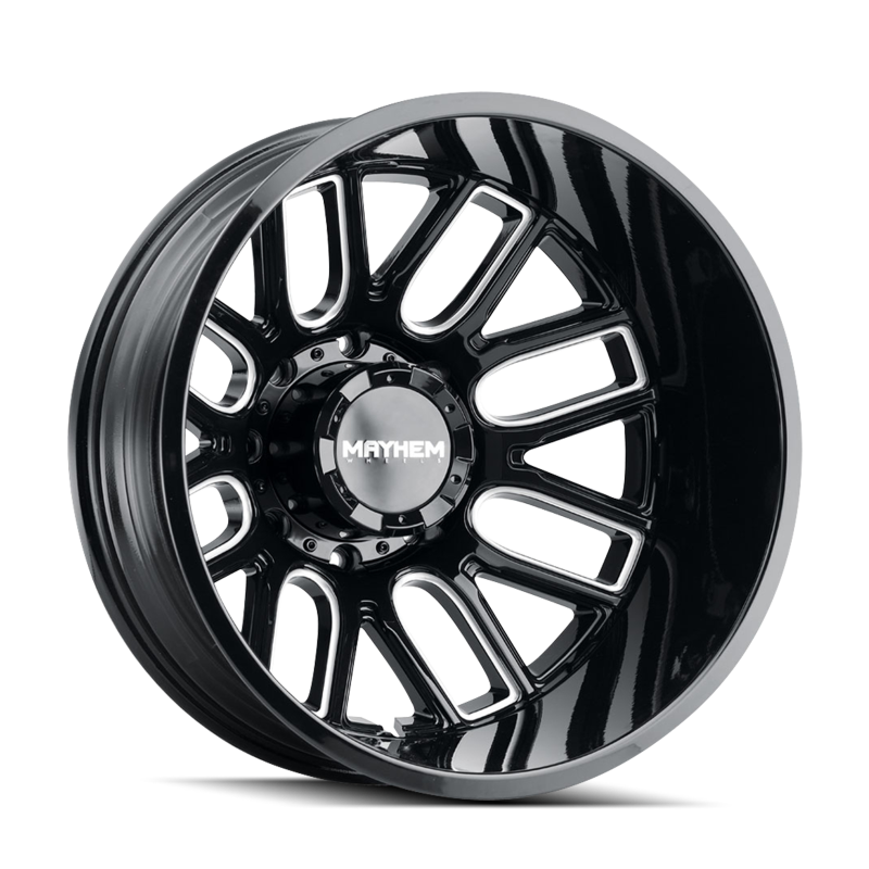 Mayhem 8107D Cogent Dually 22x8.25 / 8x200 BP / -192mm Offset / 142mm Hub Blk w/ Milled Spokes Wheel Wheels - Cast Mayhem