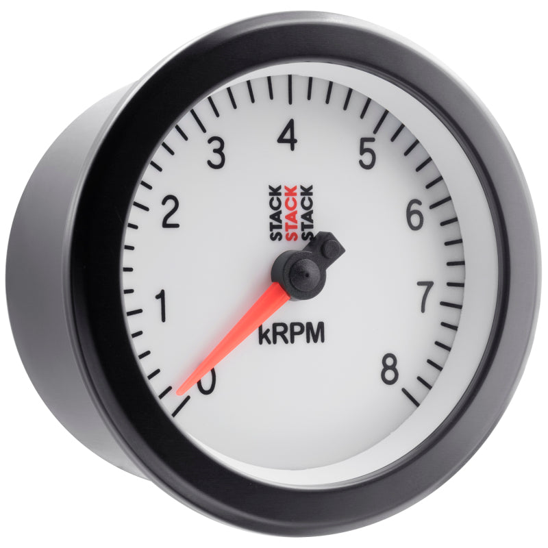 Autometer Stack Sport 88mm 0-8K RPM Tachometer - White Gauges AutoMeter