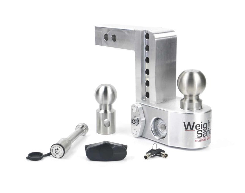 Weigh Safe 6in Drop Hitch w/Built-in Scale & 2in Shank (10K/12.5K GTWR) w/WS05 - Aluminum Hitch Ball Mounts Weigh Safe