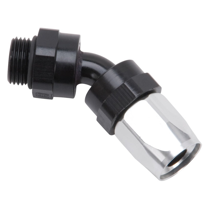 Russell Performance Hose End #8 to #8 Radius Inlet Port 45 Deg Blk/Clr Fittings Russell