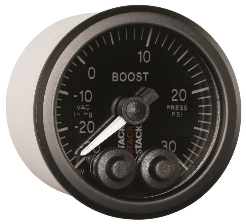 Autometer Stack Instruments 52mm -30INHG To +30PSI Pro Control Boost Pressure Gauge - Black Gauges AutoMeter