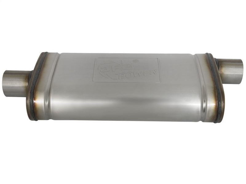 aFe MACHForce XP SS Muffler 2.5in Center Inlet / 2.5in Offset Outlet 18in L x 9in W x4in H Body Muffler aFe