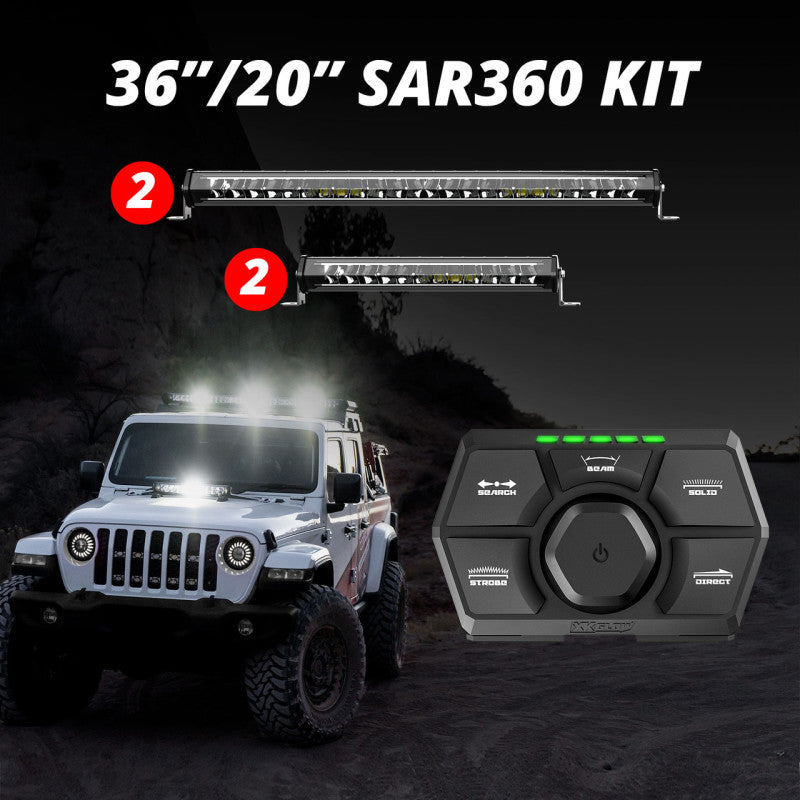 XK Glow SAR360 Light Bar Kit Emergency Search and Rescue Light System (2)36In (2)20In Light Accessories and Wiring XKGLOW