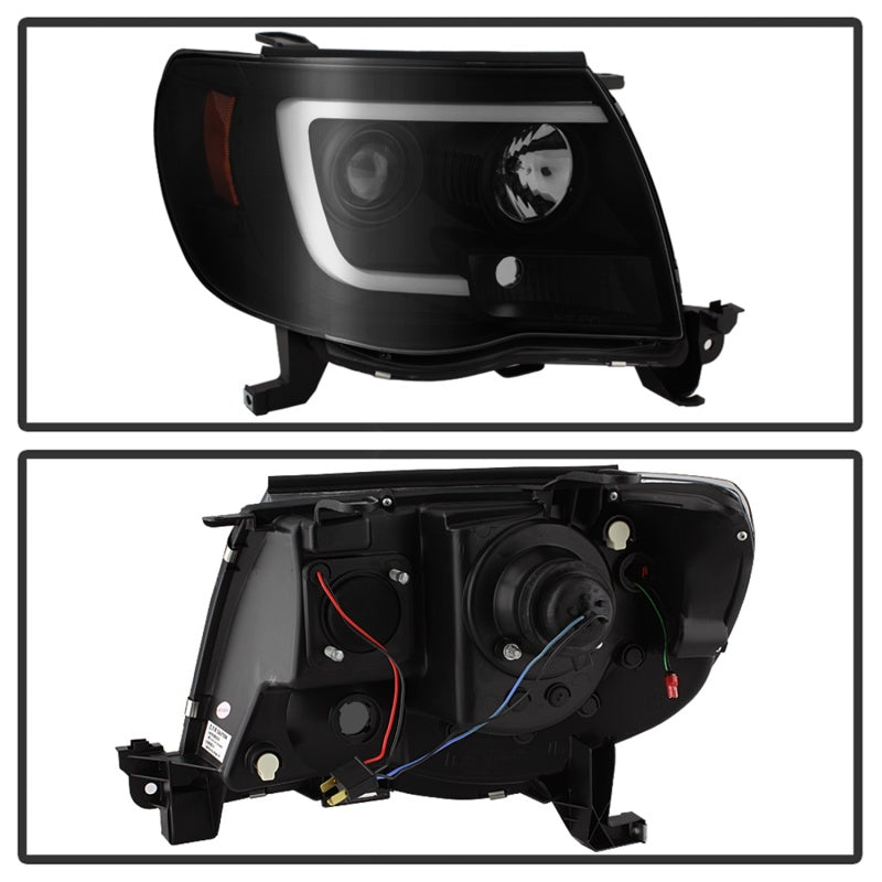 Spyder 05-11 Toyota Tacoma Ver 2 Proj Headlights - Light Bar DRL - Black Smoke PRO-YD-TT05V2-LB-BSM Headlights SPYDER
