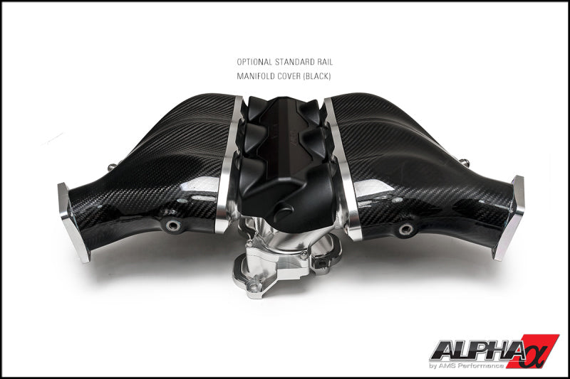 AMS Performance 2009+ Nissan GT-R Alpha Carbon Fiber/Billet Intake Manifold w/Std Fuel Rail - Clear Intake Manifolds AMS