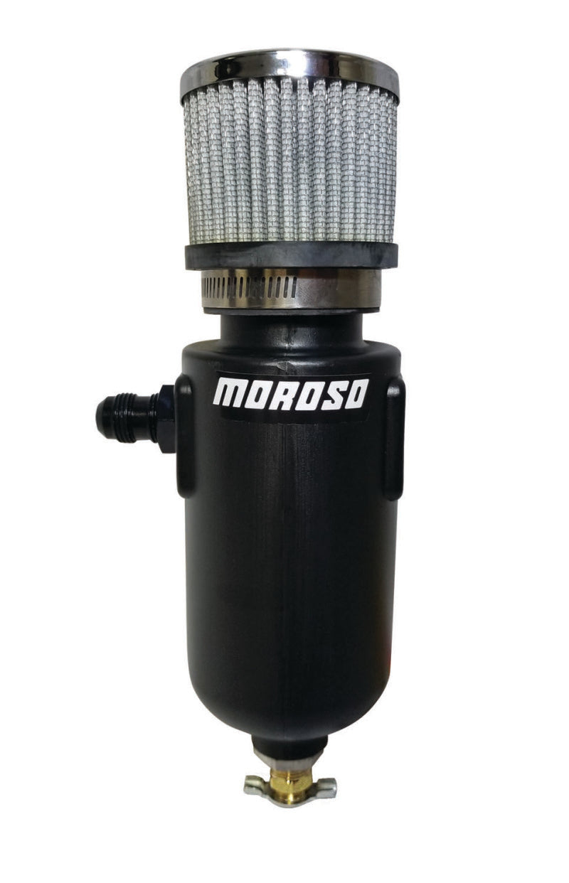Moroso Breather Tank/Catch Can -8An Male Inlet - Black Polyethylene Oil Catch Cans Moroso