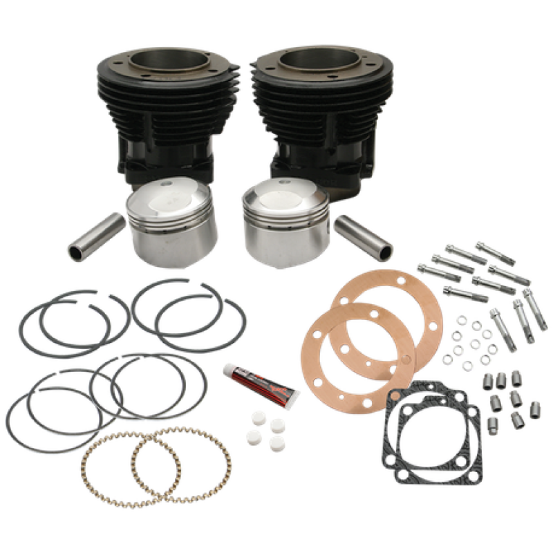 S&S Cycle 66-84 BT 96in 3-5/8in Big Bore Cylinder & Piston Kit For S&S SH96 Engines - Gloss Black Piston Sets - Powersports S&S Cycle