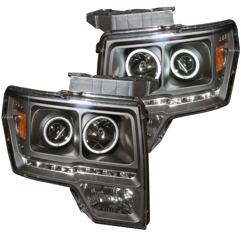 ANZO 2009-2014 Ford F-150 Projector Headlights w/ Halo Black (CCFL) G2 Headlights ANZO
