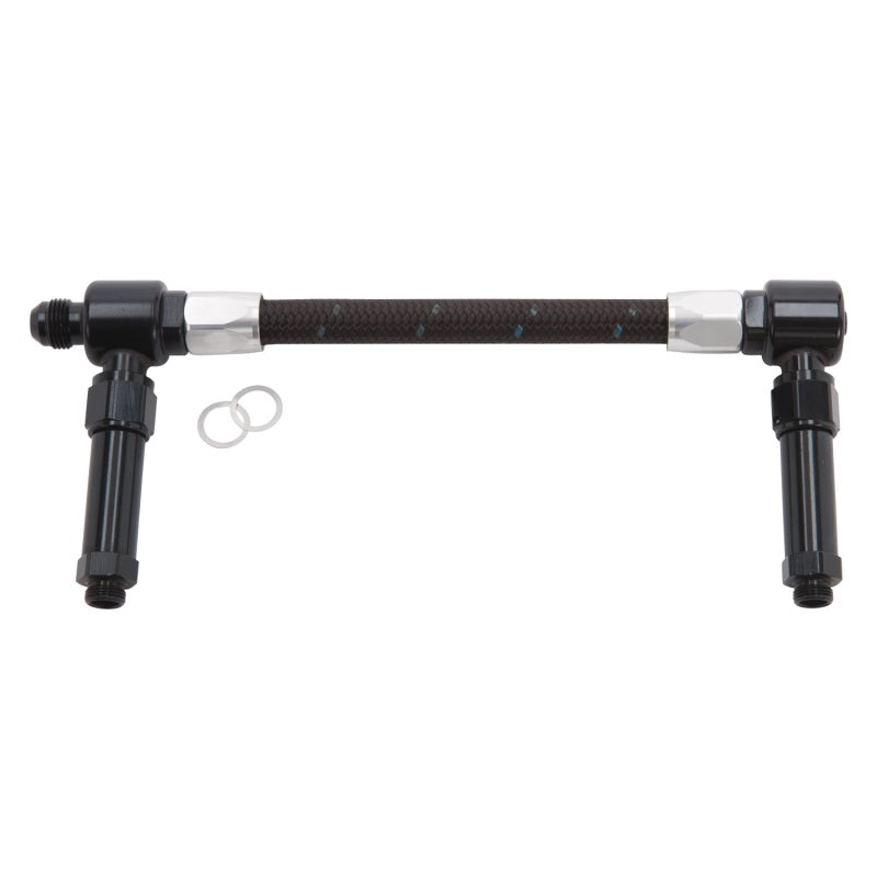 Russell Performance -8 AN to -8 AN ProClassic Demon Carb Dual Inlet Carb Kit (Black/Silver) Carburetor Fuel Inlet Kits Russell