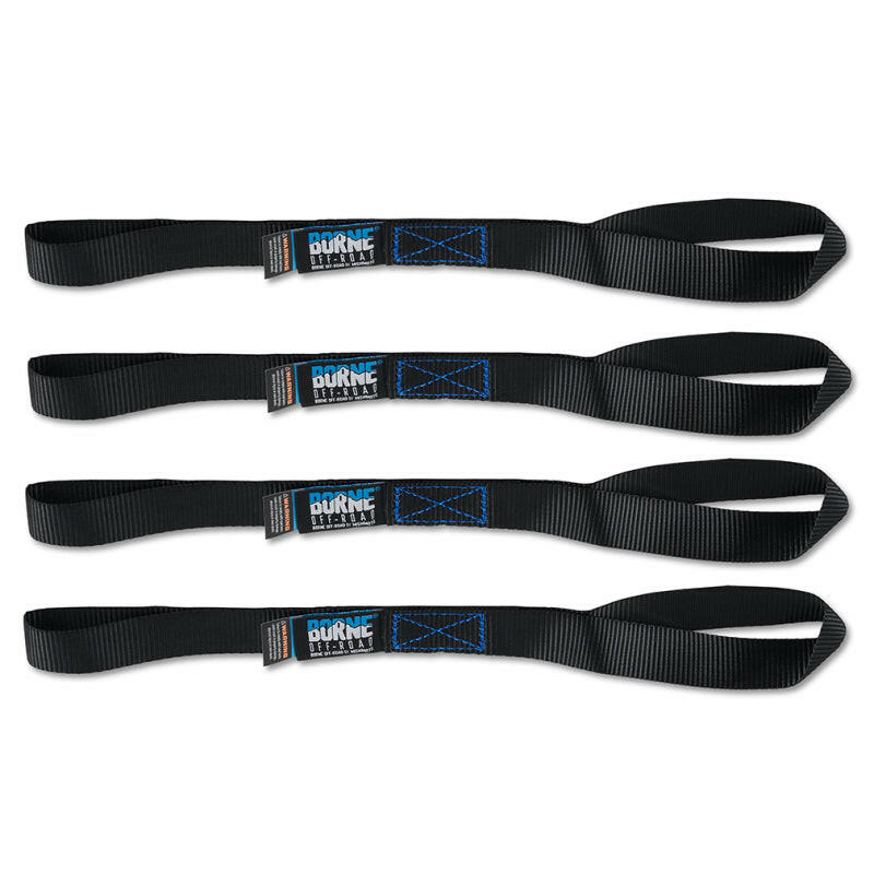Borne Off-Road Medium-Duty Ratchet Tie-Down Kit (4-Pack) Black Cargo Tie-Downs Borne Off-Road