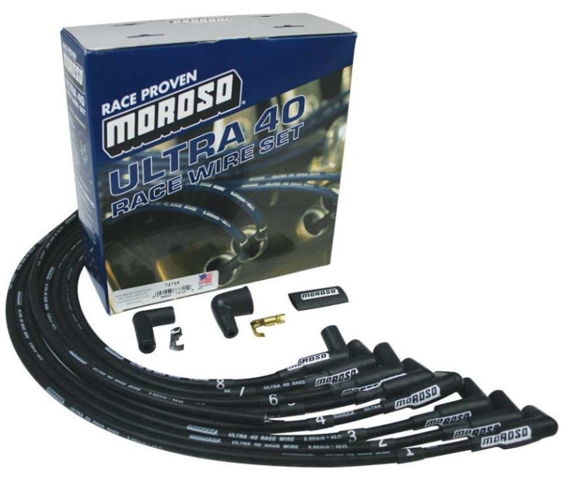 Moroso Chevrolet Big Block Ignition Wire Set - Ultra 40 - Unsleeved - HEI - Crab Cap - Black Spark Plug Wire Sets Moroso