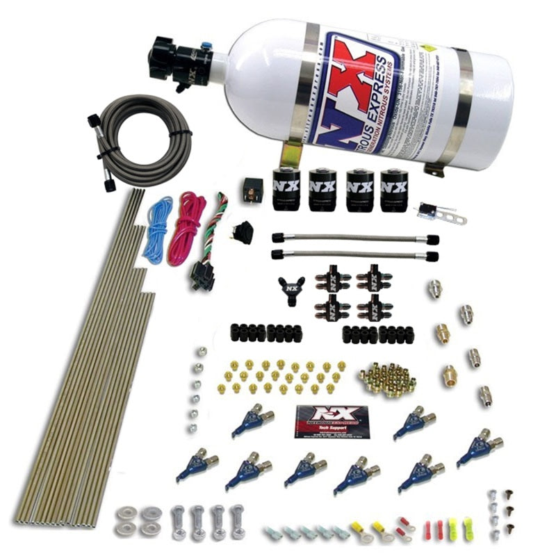 Nitrous Express 8 Cyl Piranha Direct Port 4 Solenoids Nitrous Kit (200-500HP EFI Jets) w/10lb Bottle Nitrous Systems Nitrous Express