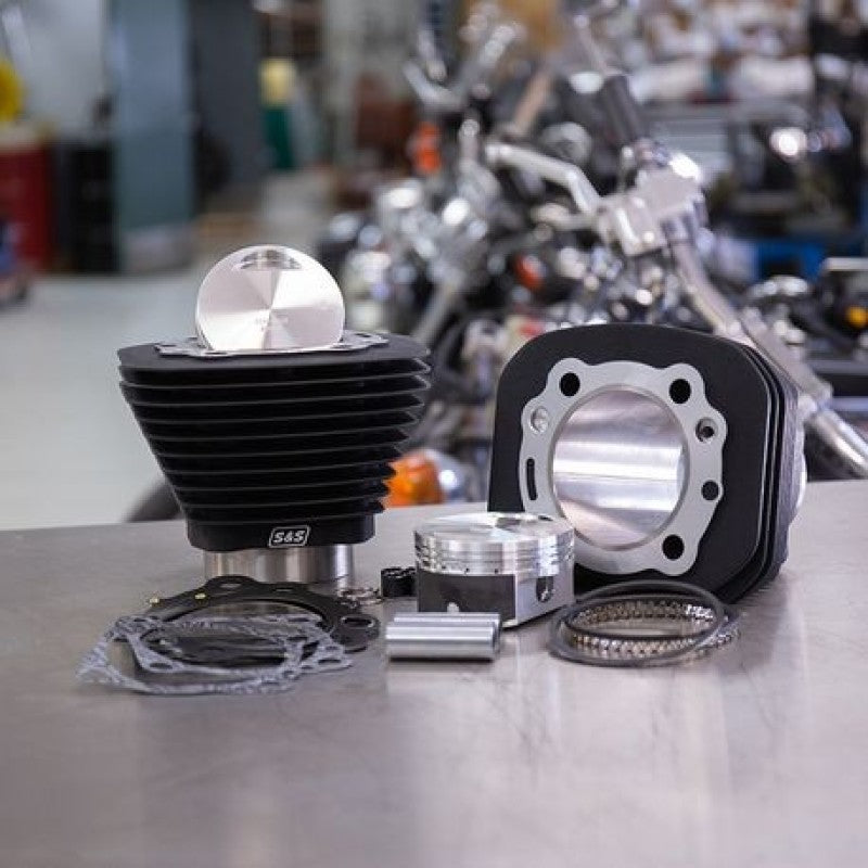 S&S Cycle 86-21 Sportster Models 1250cc Conversion Kit - Wrinkle Black Piston Sets - Powersports S&S Cycle