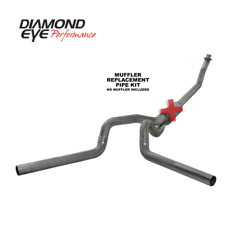 Diamond Eye KIT 4in TB MFLR RPLCMENT PIPE DUAL SS: 94-02 DODGE CUMMINS 5.9L Turbo Back Diamond Eye Performance