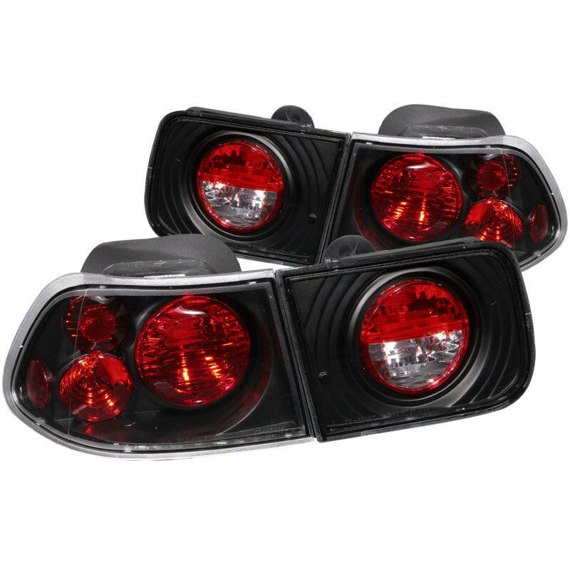ANZO 1996-2000 Honda Civic Coupe Taillights Black Tail Lights ANZO