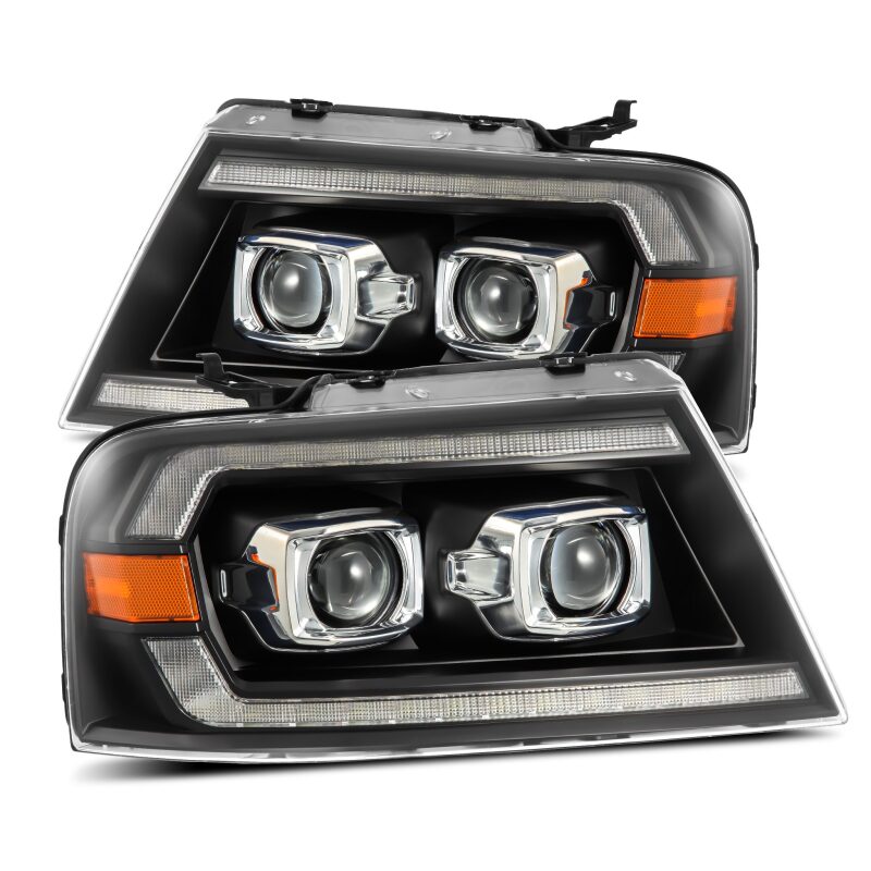 AlphaRex 04-08 Ford F-150 (No 2004 Heritage) LUXX-Series LED Proj HL Alpha-Blk w/Actv Lgt / Seq. Sig Headlights AlphaRex