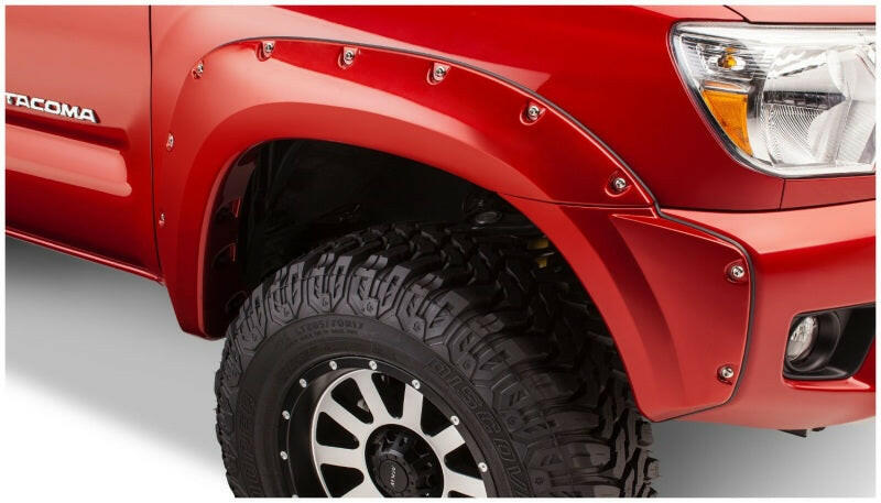 Bushwacker 12-15 Toyota Tacoma Fleetside Pocket Style Flares 4pc 73.5in Bed - Black Fender Flares Bushwacker