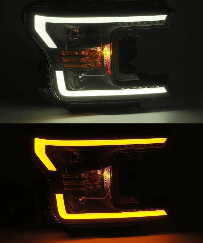 AlphaRex 18-20 Ford F-150 LUXX Style Projector Headlights Alpha Black w/Activation Light/DRL Headlights AlphaRex