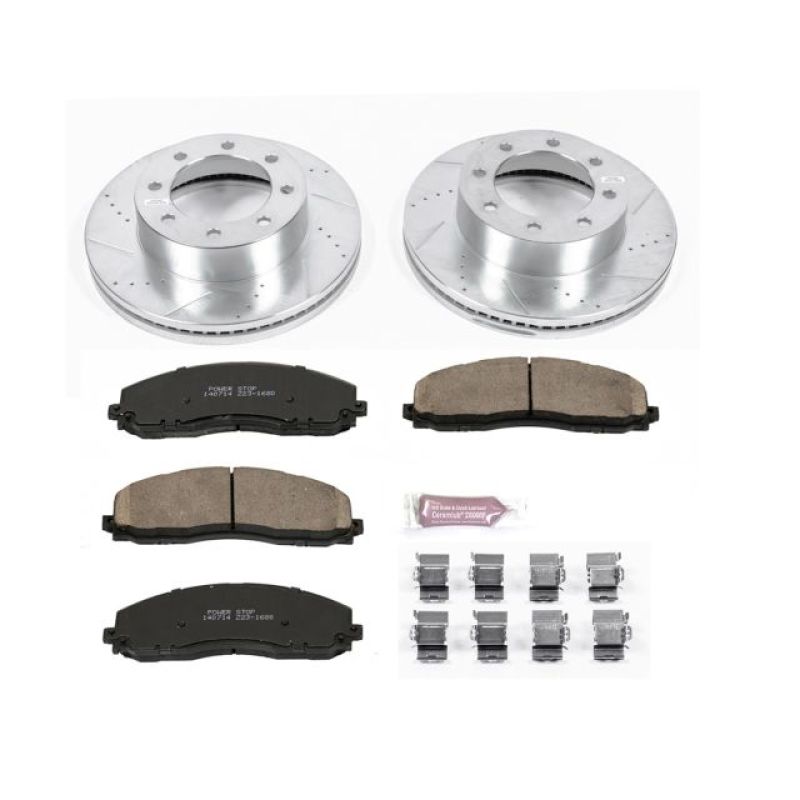 Power Stop 13-16 Ford F-450 Super Duty Front Z23 Evolution Brake Kit Brake Rotors - Slot & Drilled PowerStop