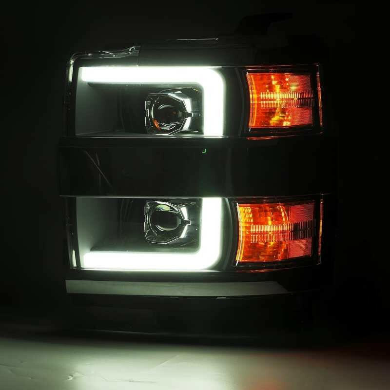 AlphaRex 15-19 Chevy 2500HD PRO-Series Proj Headlights Plank Style Blk w/Activ Light/Seq Signal/DRL Headlights AlphaRex