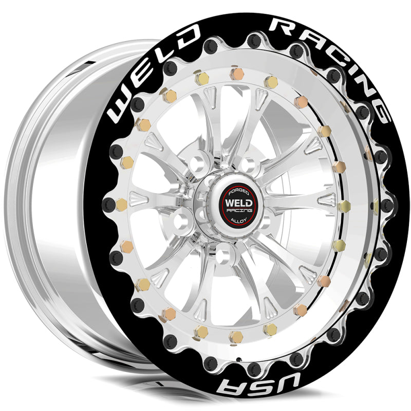 Weld S77 17x10 / 5x4.5in BP / 7.8in. BS / 58mm O/S Polished Center Wheel - Single Beadlock Wheels - Forged Weld